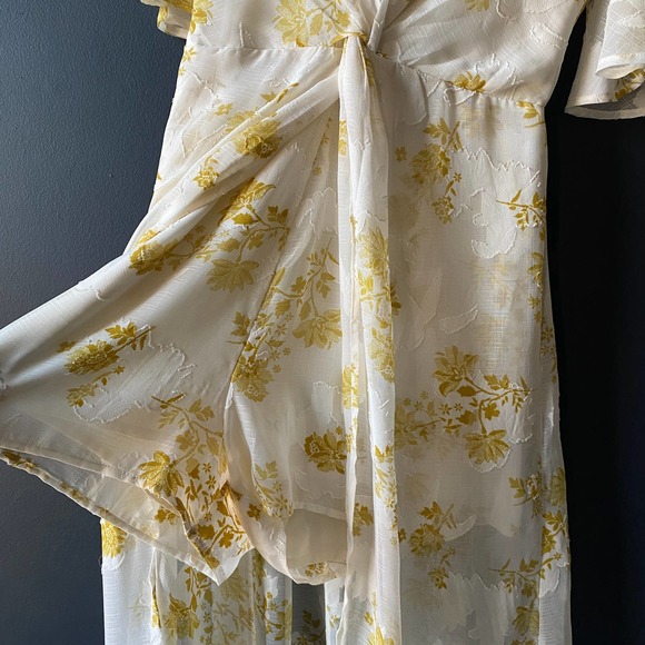 4SI3NNA Luna White and Yellow Floral Print Maxi Romper Small - Picture 8 of 16